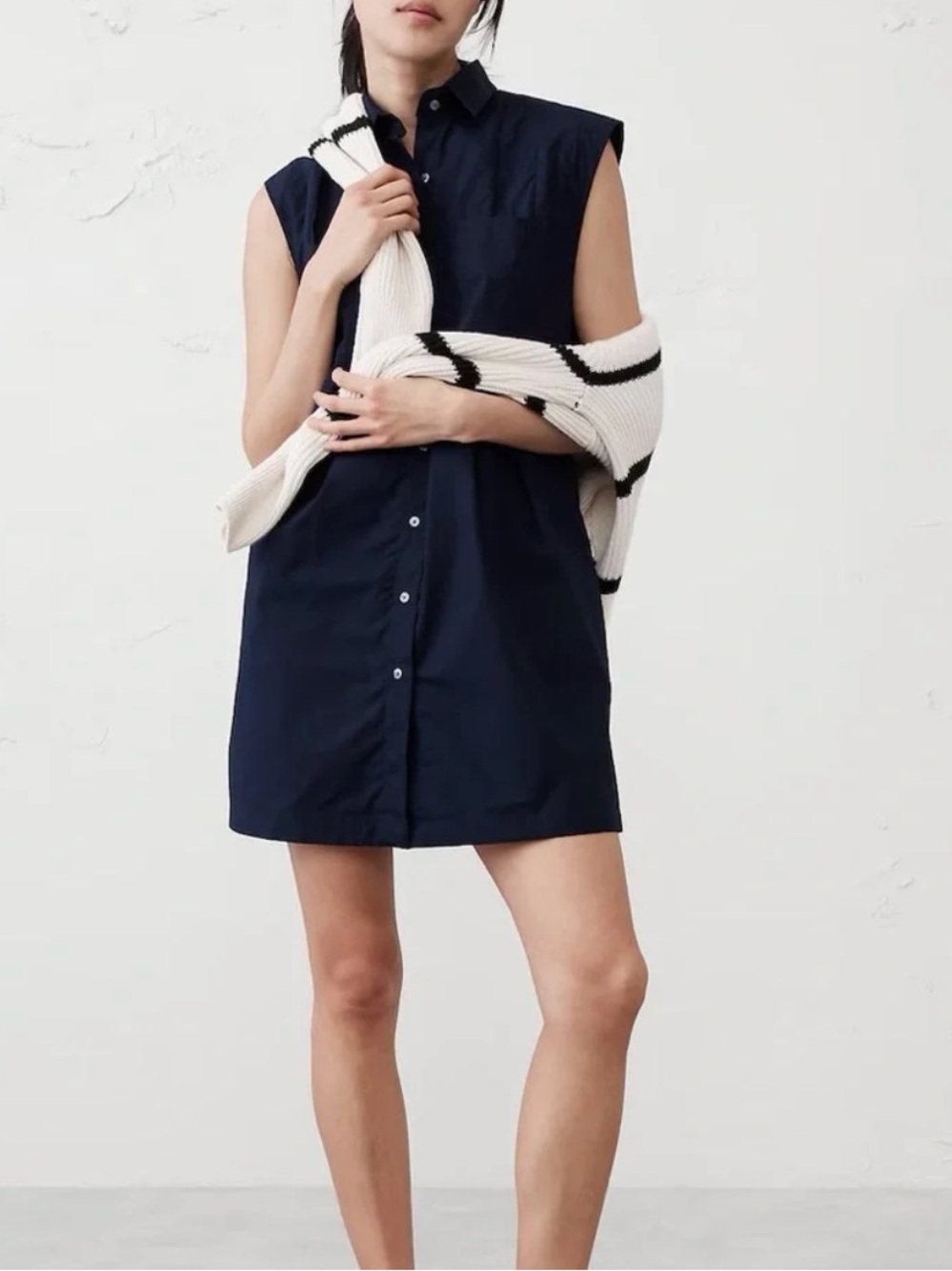 Banana Republic Utilty Poplin dress Navy Shirtdress M EUC
